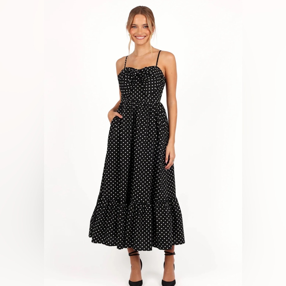 Petal & Pup Black and White polka dot Hailee maxi dress